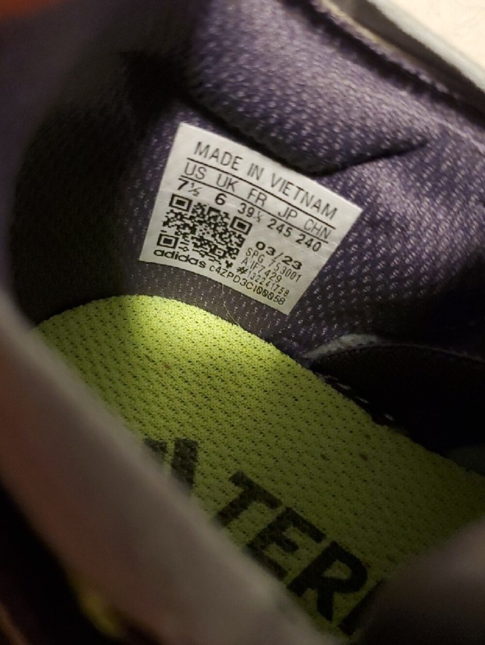 adidas Trail Shoe in Neon Green and Purple - Picture 3 of 5
